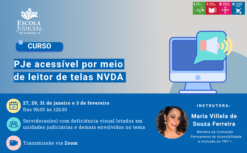 Curso: PJe acessível por meio de leitor de telas NVDA