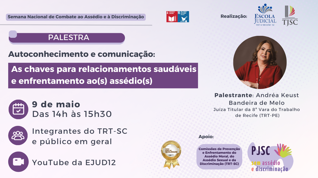 Palestra - Autoconhecimento e comunicação: As chaves para relacionamentos saudáveis e enfrentamento ao(s) assédio(s)