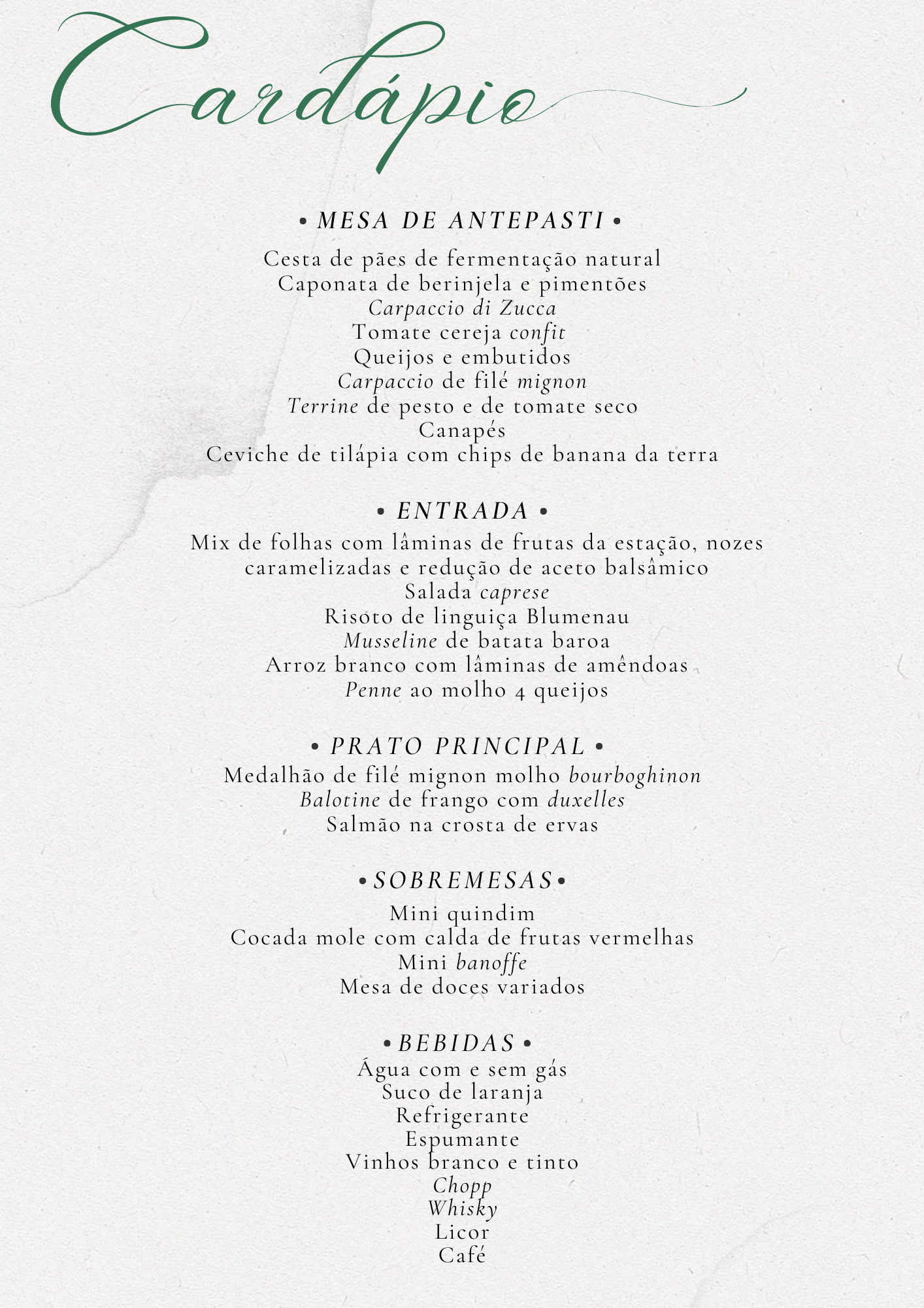 Cardápio