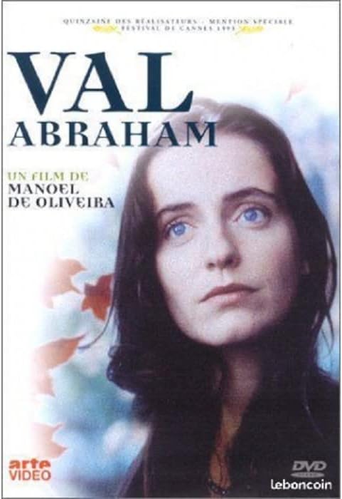 Para todos verem: Banner do filme em que há o rosto de uma mulher. Lê-se: "Val Abraham. Un film de Manoel de Oliveira. Arte Vídeo. DVD. Leboncoin."