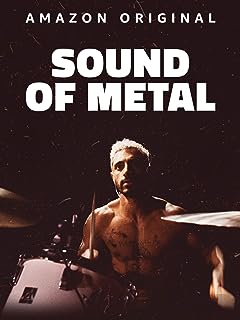 Para todos verem: Texto: "Amazon Original. Sound of Metal". Ilustração: Banner em que há um homem tocando bateria.