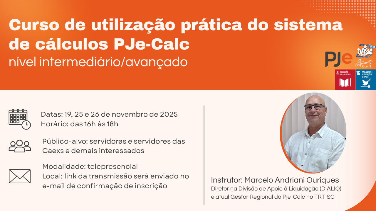 Curso de utilização prática do sistema de cálculos PJe-Calc - nível intermediário/avançado