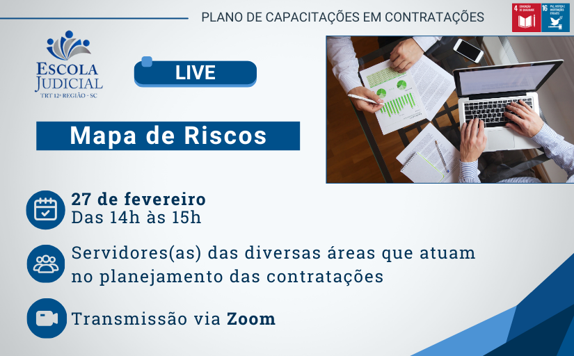 Live Mapa de riscos que faz parte do plano de capacitações em contratações