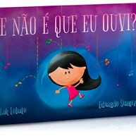 Para todos verem: Texto: “E não é que eu ouvi? Laki Lobato. Eduardo Soares”. Ilustração: Capa do livro em tons de rosa, roxo e azul em que há uma menina dentro de uma bolha caminhado sorrindo.