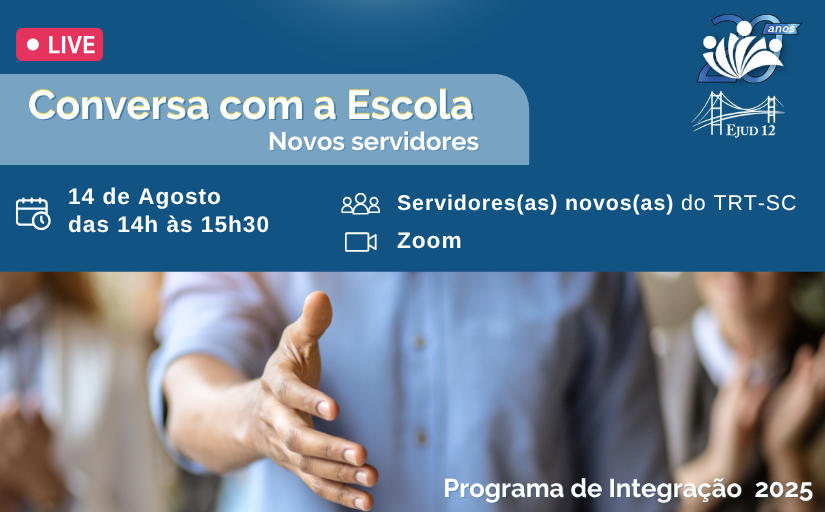 Conversa com a Escola, convite para novos servidores participarem da live em 14 de agosto das 14 as 15h30