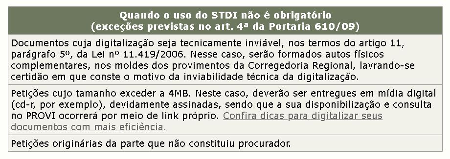 Quadro explicativo sobre o STDI