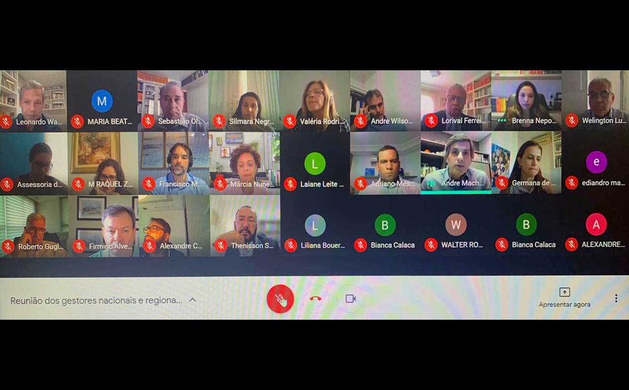 Print da tela da videoconferência com os gestores do Programa Trabalho Seguro