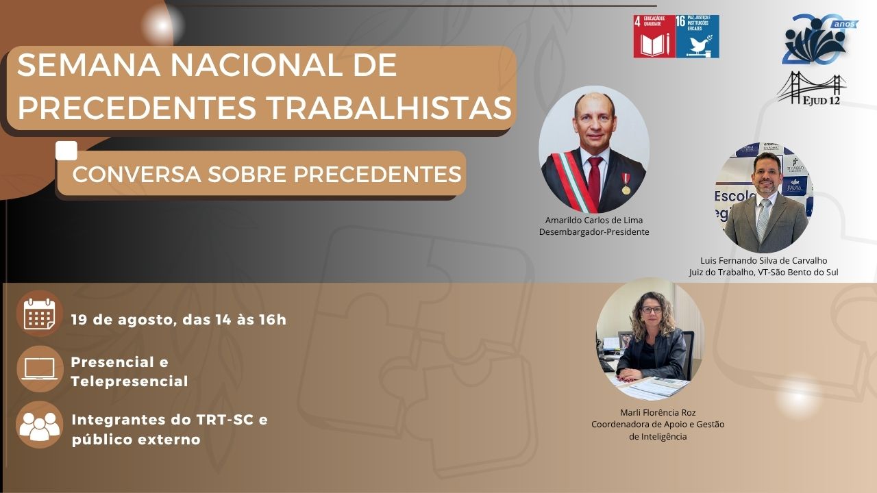 Banner com link apontando para informações mais detalhadas da Roda de Conversa sobre precedentes