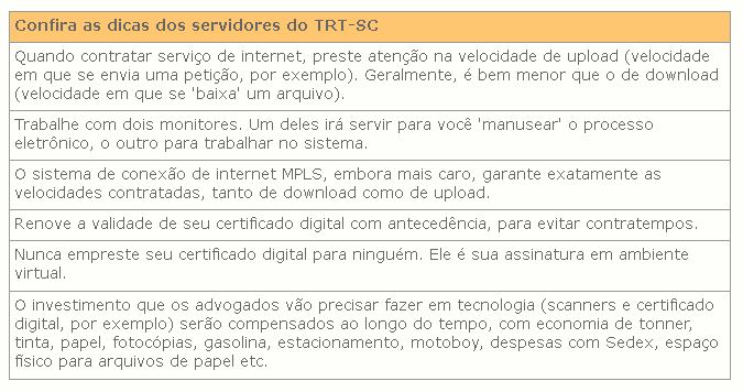 Dicas dos servidores