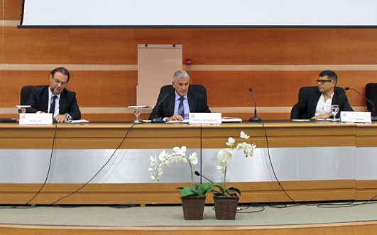 Desembargador Roberto Guglielmetto com juiz Ricardo Jahn e psicanalista Bruno Farah