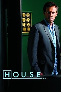 Para todos verem: Texto: "House M. D.”. Ilustração: Banner em que há um homem. Ao fundo há uma imagem de Raio X.