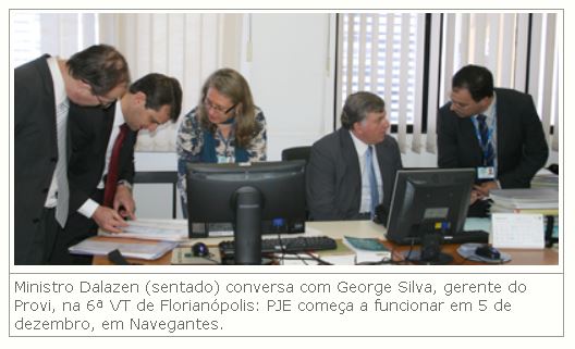 Ministro Dalazen em visita para PJe, junto com servidor George Silva