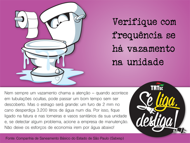 Vaso sanitário vazando onde se lê" "Verifique com frequência se há vazamento na unidade".