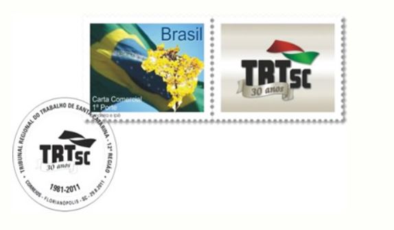 Selos comemorativos dos 30 anos do TRT