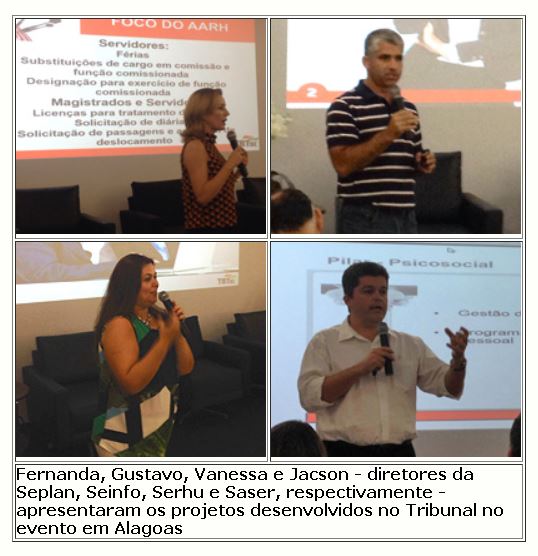 Servidores do TRT-SC em apresentação de boas práticas: Fernanda Ferreira, Gustavo Ibarra, Vanessa Miranda e Jacson Pereira