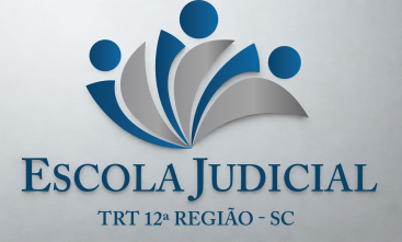 Logo escola judicial com fundo degradê cinza
