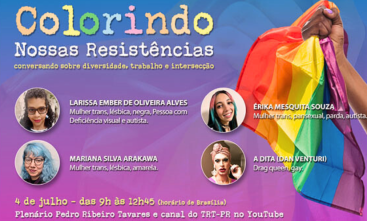 Imagem ilustrativa da divulgação de um evento chamado "Colorindo nossas resistências"