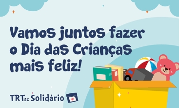 Banner colorido com os dizeres: vamos juntos fazer o dia das crianças mais feliz
