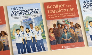 Arte mostra as capas do Guia do Aprendiz e do Guia para Monitores