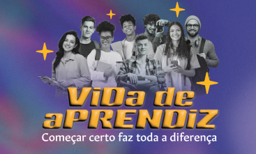 Imagem ilustrativa com o texto: vida de aprendiz