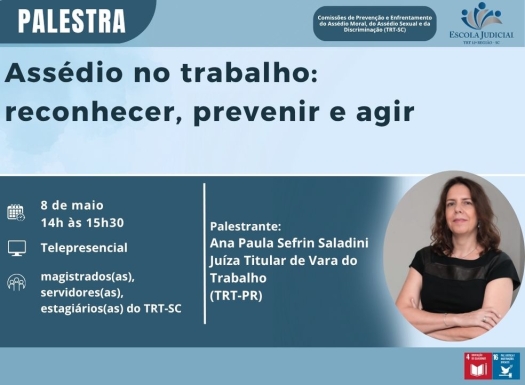 Palestra Assédio no trabalho: reconhecer, prevenir e agir