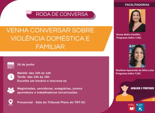 Roda de conversa venha conversar sobre violência doméstica e familiar