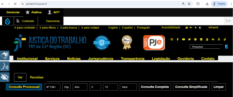 Para todos verem: Imagem do portal com o contraste aplicado.