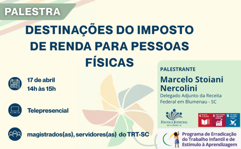Palestra Destinações do Imposto de Renda para Pessoas Físicas