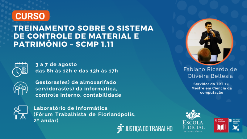 Curso: Treinamento sobre o Sistema de Controle de Material e Patrimônio – SCMP 1.11