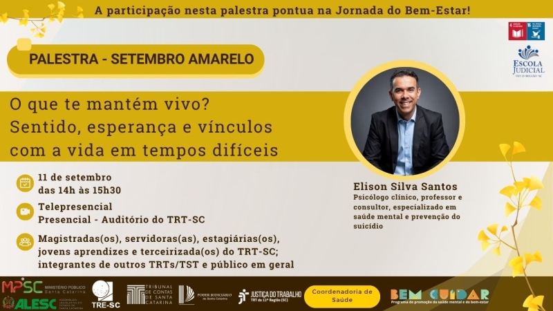 card Palestra Setembro Amarelo: o que te mantém vivo?