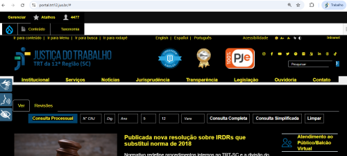Para todos verem: Imagem do portal com o contraste aplicado.