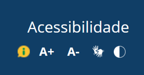 Para todos verem: Imagem bem de perto do cabeçalho do site parte de acessibilidade.