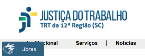 Para todos verem: Imagem do portal do TRT-SC em que há o símbolo e a palavra Libras.