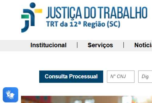 Imagem do portal do TRT-SC em que há o símbolo de Libras.