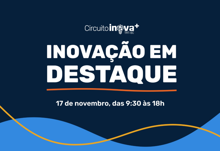 Banner do evento. Texto: Inovação em destaque. 17 de novembro, das 9:30 às 18h