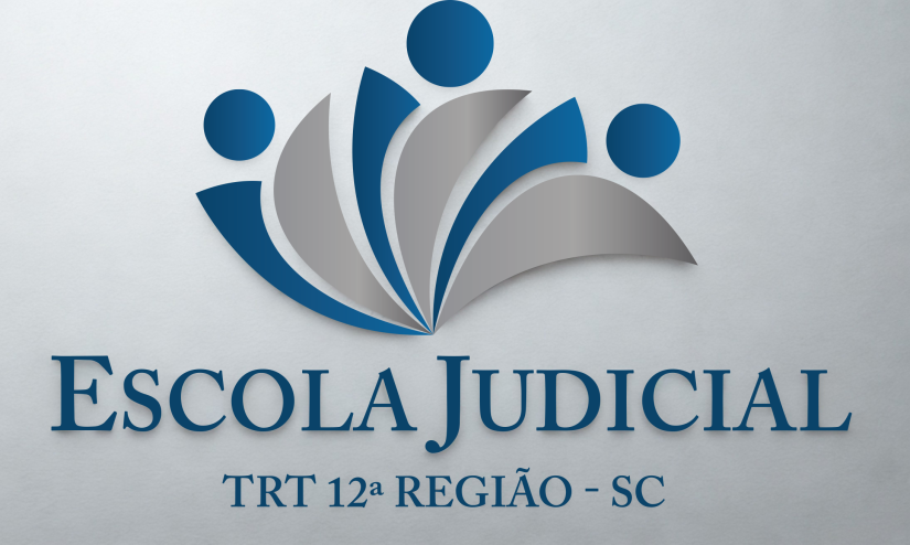 Logo escola judicial com fundo degradê cinza