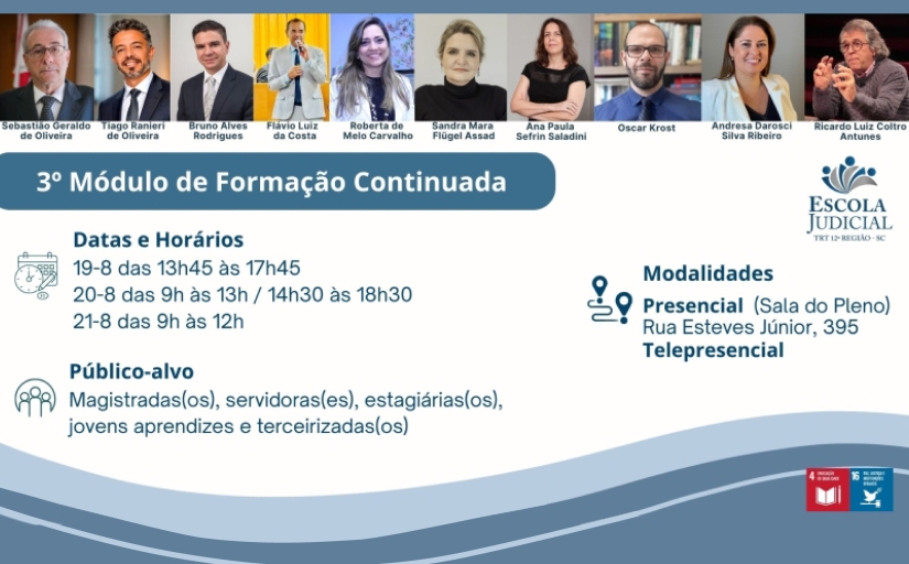 Banner de divulgação do 3º Módulo. Informações constam na matéria