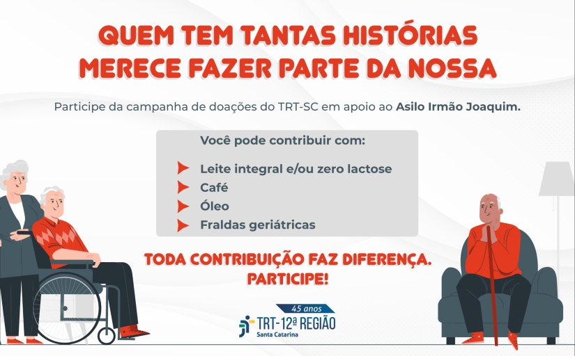 Arte de divulgação da campanha de arrecadação em prol do Asilo Irmão Joaquim