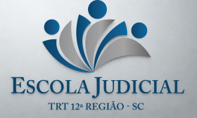 Logo escola judicial com fundo degradê cinza