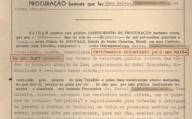 Recorte de um processo antigo com a seguinte frase grifada: devidamente autorizada pelo marido