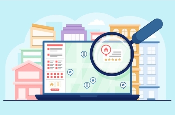 Imagem ilustrativa de um computador e uma lupa na frente da tela